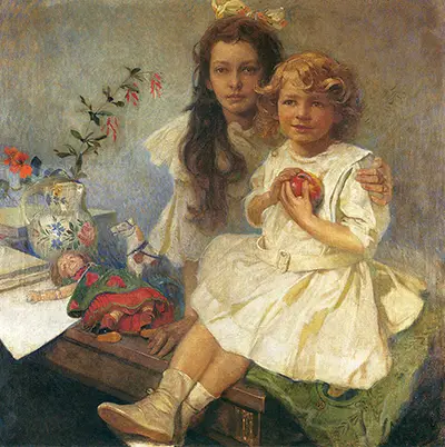 Jaroslava and Jiri The Artist's Children Alphonse Mucha